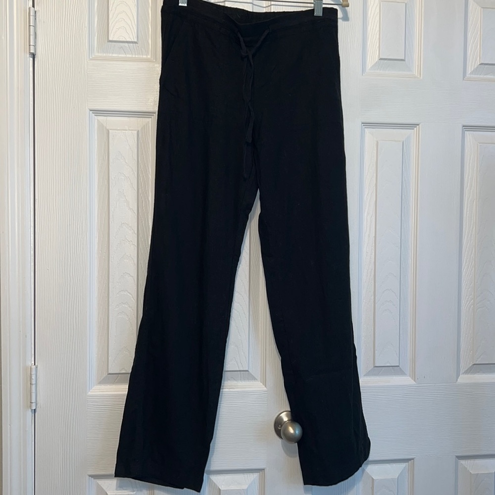 Caslon Black Linen Pants, Straight Leg, size S